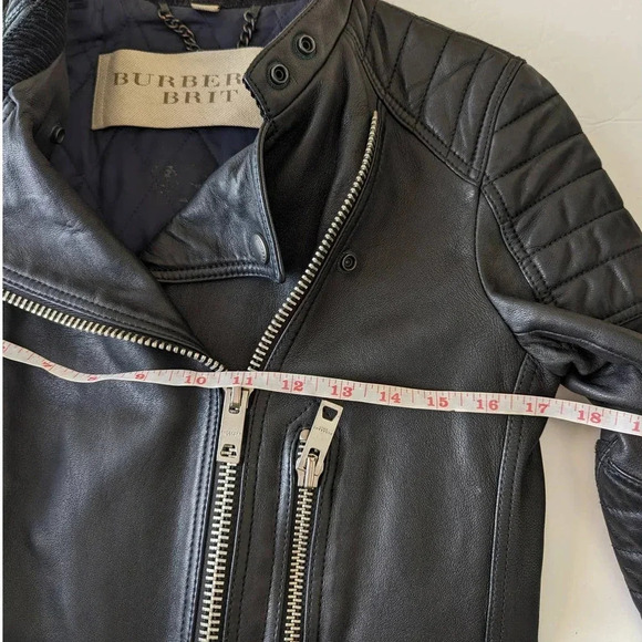 Burberry Brit Biker Jacket in Black Lambskin Leather Size 4 - Picture 13 of 16
